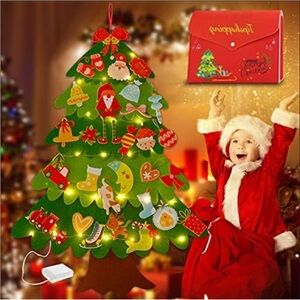 Tipshopping 3.5ft Felt Christmas Tree Set with Bag 30Pcs Detachable Ornaments